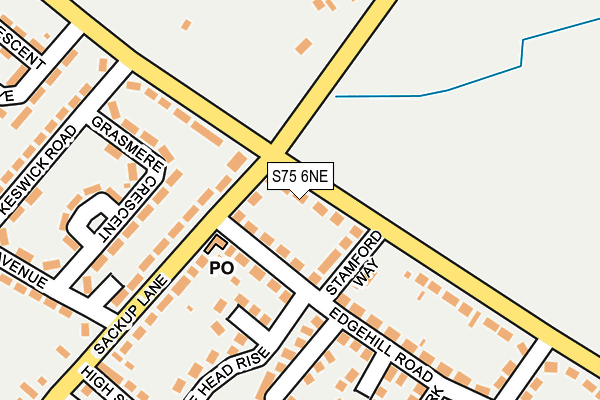 S75 6NE map - OS OpenMap – Local (Ordnance Survey)