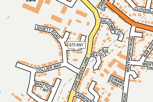 S75 6NY map - OS OpenMap – Local (Ordnance Survey)