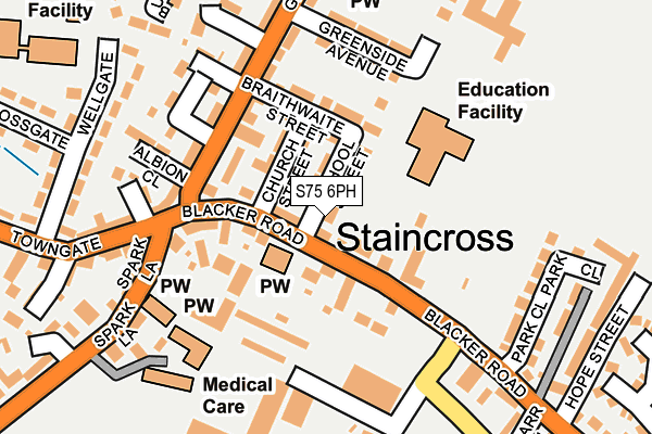 S75 6PH map - OS OpenMap – Local (Ordnance Survey)