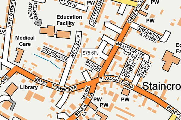 S75 6PJ map - OS OpenMap – Local (Ordnance Survey)