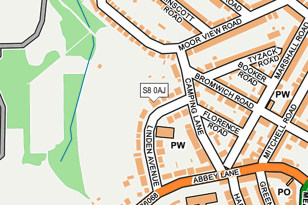 S8 0AJ map - OS OpenMap – Local (Ordnance Survey)
