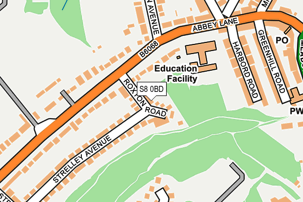 S8 0BD map - OS OpenMap – Local (Ordnance Survey)