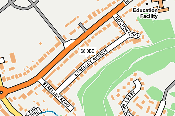 S8 0BE map - OS OpenMap – Local (Ordnance Survey)