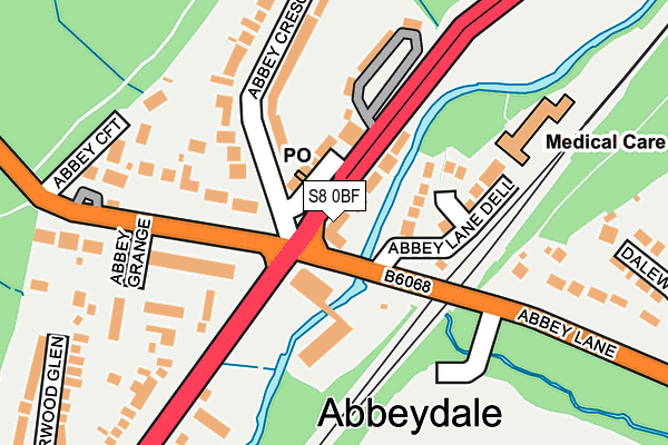 S8 0BF map - OS OpenMap – Local (Ordnance Survey)