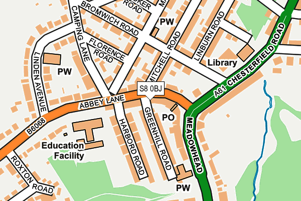 S8 0BJ map - OS OpenMap – Local (Ordnance Survey)