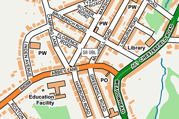 S8 0BL map - OS OpenMap – Local (Ordnance Survey)