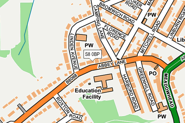 S8 0BP map - OS OpenMap – Local (Ordnance Survey)