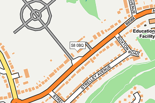 S8 0BQ map - OS OpenMap – Local (Ordnance Survey)