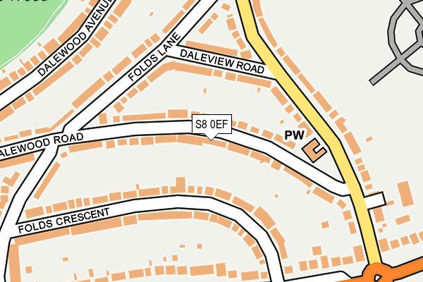 S8 0EF map - OS OpenMap – Local (Ordnance Survey)