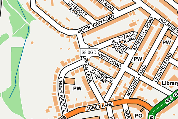 S8 0GD map - OS OpenMap – Local (Ordnance Survey)