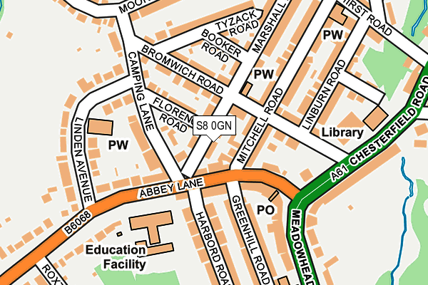 S8 0GN map - OS OpenMap – Local (Ordnance Survey)