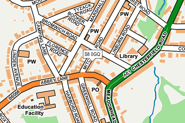 S8 0GQ map - OS OpenMap – Local (Ordnance Survey)