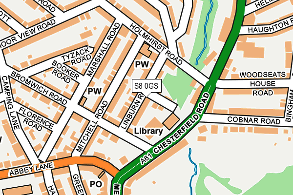S8 0GS map - OS OpenMap – Local (Ordnance Survey)
