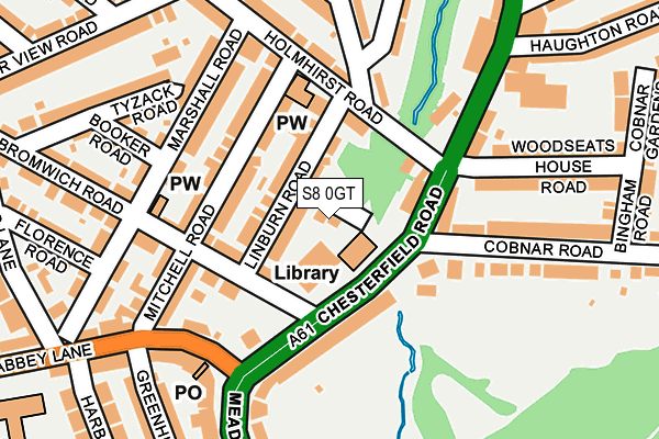 S8 0GT map - OS OpenMap – Local (Ordnance Survey)