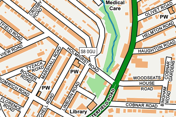 S8 0GU map - OS OpenMap – Local (Ordnance Survey)