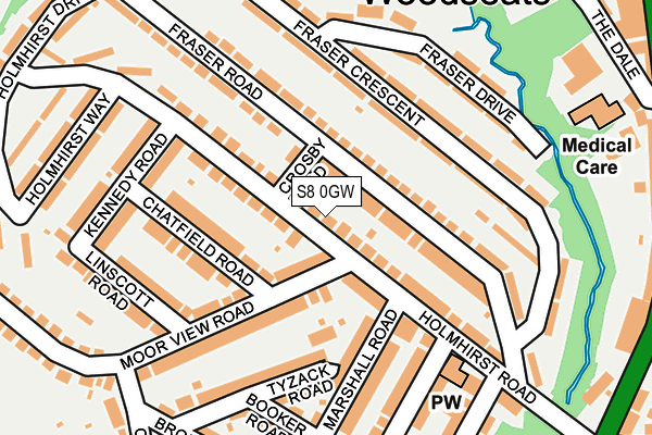 S8 0GW map - OS OpenMap – Local (Ordnance Survey)