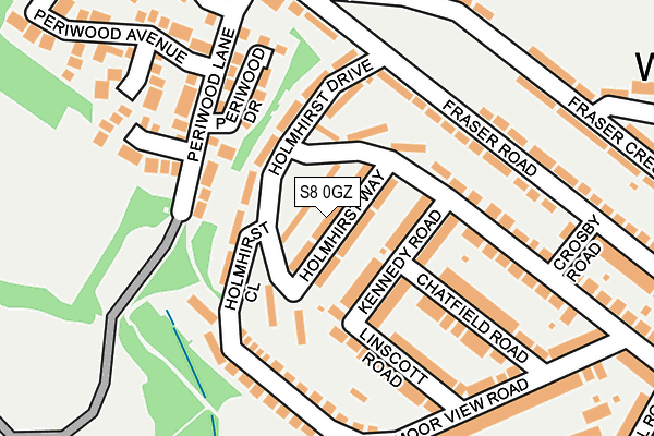 S8 0GZ map - OS OpenMap – Local (Ordnance Survey)