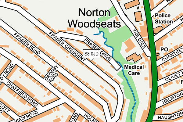 S8 0JD map - OS OpenMap – Local (Ordnance Survey)