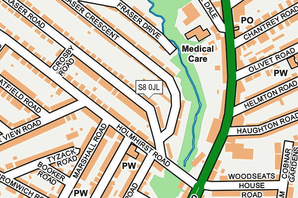 S8 0JL map - OS OpenMap – Local (Ordnance Survey)