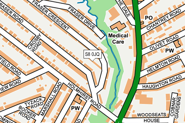 S8 0JQ map - OS OpenMap – Local (Ordnance Survey)