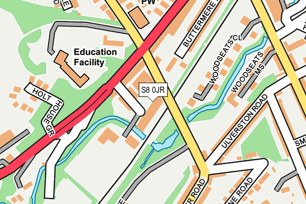 S8 0JR map - OS OpenMap – Local (Ordnance Survey)