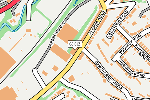 S8 0JZ map - OS OpenMap – Local (Ordnance Survey)