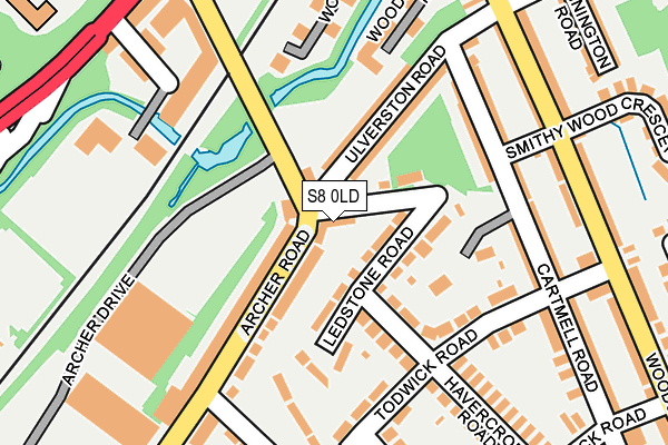 S8 0LD map - OS OpenMap – Local (Ordnance Survey)