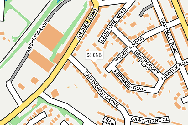 S8 0NB map - OS OpenMap – Local (Ordnance Survey)