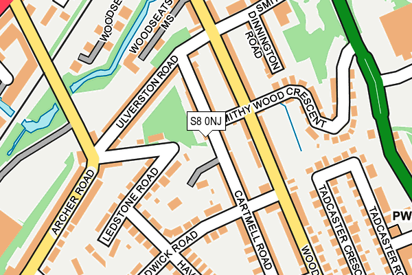 S8 0NJ map - OS OpenMap – Local (Ordnance Survey)