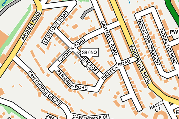 S8 0NQ map - OS OpenMap – Local (Ordnance Survey)