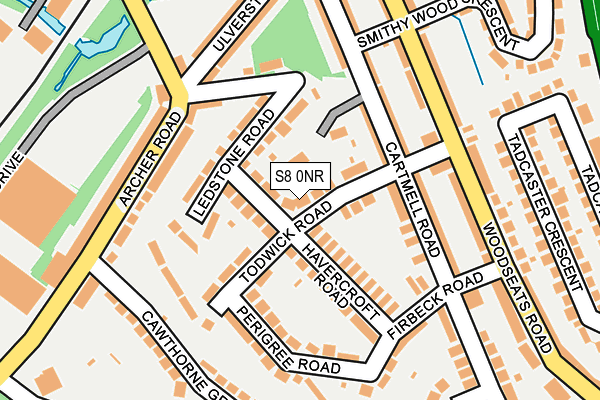 S8 0NR map - OS OpenMap – Local (Ordnance Survey)