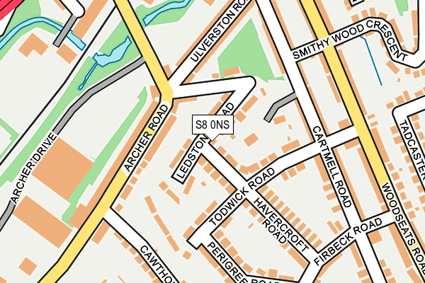 S8 0NS map - OS OpenMap – Local (Ordnance Survey)
