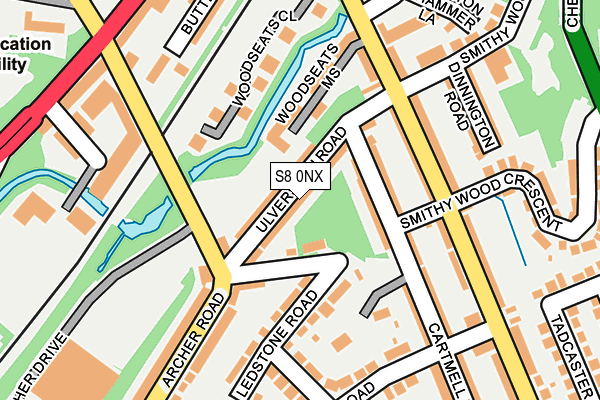 S8 0NX map - OS OpenMap – Local (Ordnance Survey)
