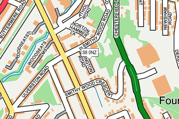 S8 0NZ map - OS OpenMap – Local (Ordnance Survey)