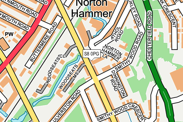 S8 0PG map - OS OpenMap – Local (Ordnance Survey)