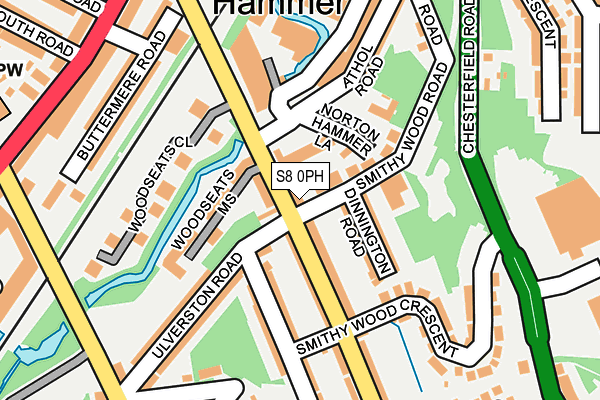 S8 0PH map - OS OpenMap – Local (Ordnance Survey)