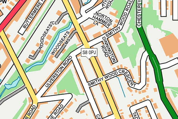 S8 0PJ map - OS OpenMap – Local (Ordnance Survey)