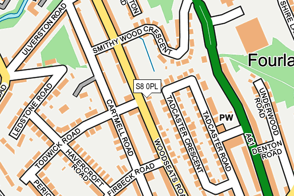 S8 0PL map - OS OpenMap – Local (Ordnance Survey)