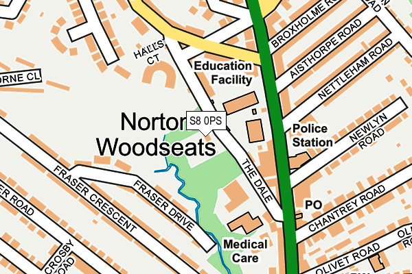 S8 0PS map - OS OpenMap – Local (Ordnance Survey)