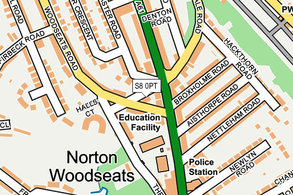 S8 0PT map - OS OpenMap – Local (Ordnance Survey)