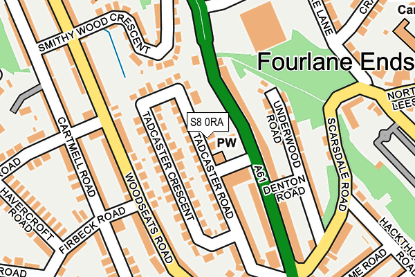 S8 0RA map - OS OpenMap – Local (Ordnance Survey)