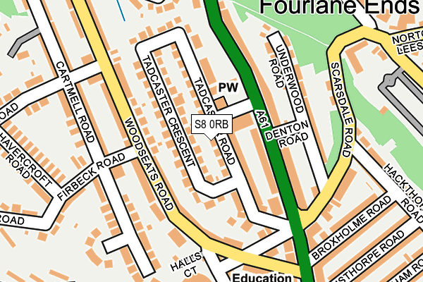 S8 0RB map - OS OpenMap – Local (Ordnance Survey)