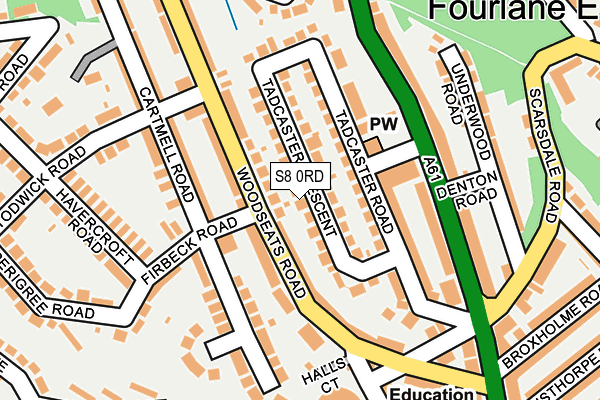 S8 0RD map - OS OpenMap – Local (Ordnance Survey)
