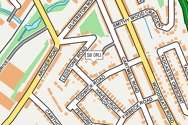 S8 0RJ map - OS OpenMap – Local (Ordnance Survey)