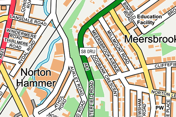 S8 0RU map - OS OpenMap – Local (Ordnance Survey)