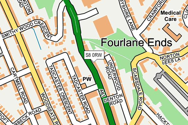 S8 0RW map - OS OpenMap – Local (Ordnance Survey)