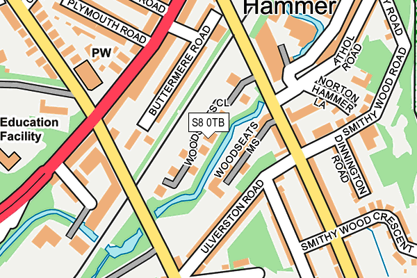 S8 0TB map - OS OpenMap – Local (Ordnance Survey)