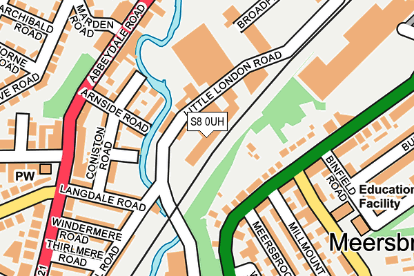 S8 0UH map - OS OpenMap – Local (Ordnance Survey)