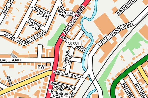S8 0UT map - OS OpenMap – Local (Ordnance Survey)