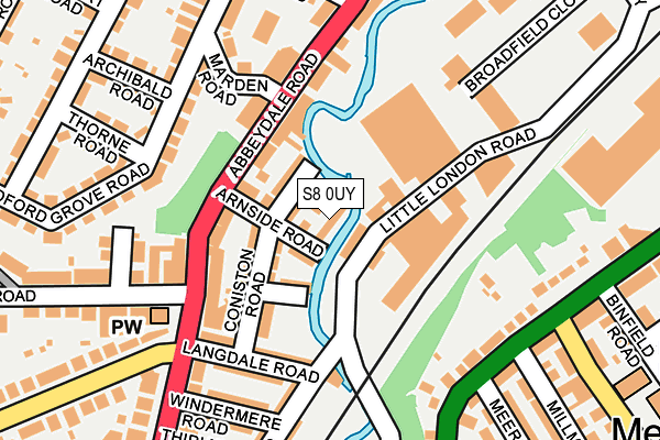 S8 0UY map - OS OpenMap – Local (Ordnance Survey)